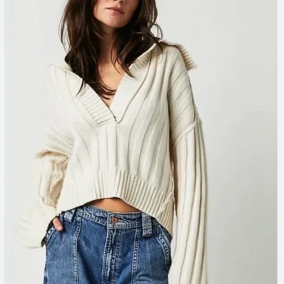 Free People We The Free Rudi Funnel Neck Sweater - Ivory - Picture 2 of 8